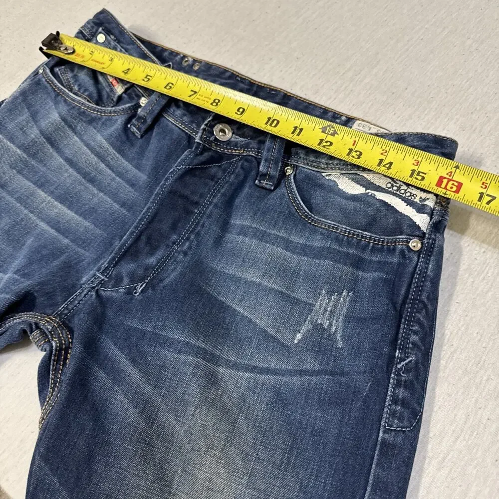 Diesel Viker-AD x Adidas Mens Jeans 33x33 Straight Leg Distressed Whiskering